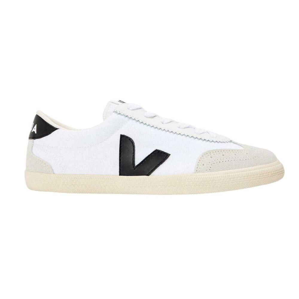 Veja Womens/Ladies Volley Contrast Logo Suede Sneakers / White/Black